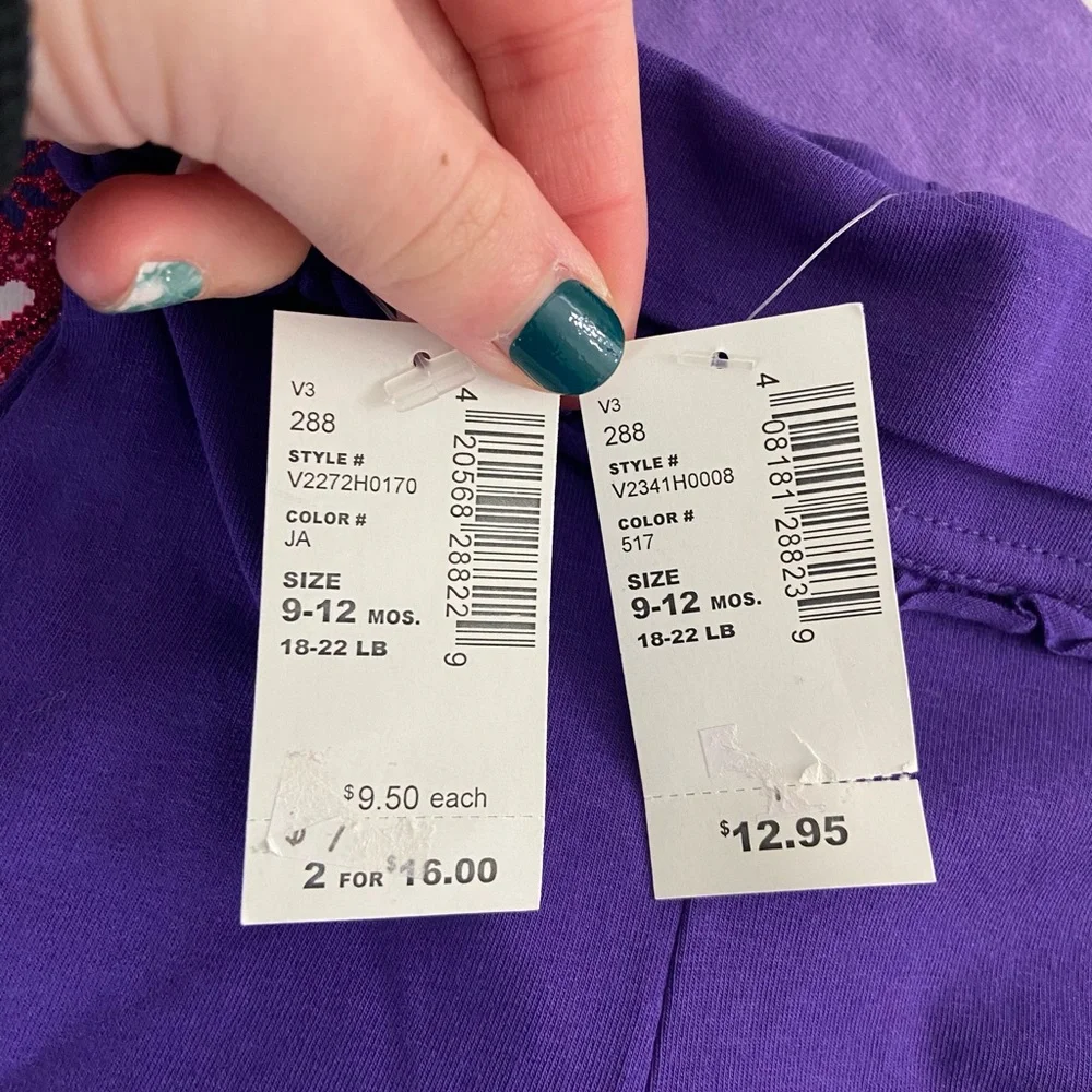 NEW Children’s Place baby girl’s purple kitten graphic decal top pants set 9-12m